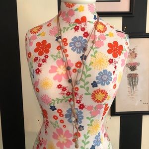 Sea glass bead necklace on leather cord